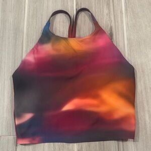 Old Navy Multicolor Abstract Racerback Crop Top - Pink, Orange, Blue